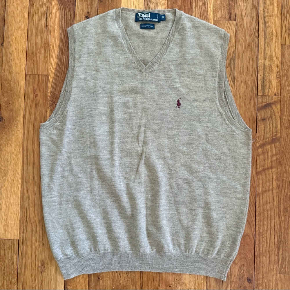 Vintage Polo by Ralph Lauren Light Tan V-Neck Sweater Vest